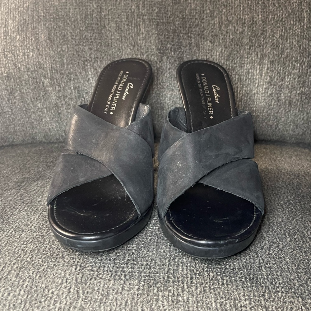 Donald Pliner - Vintage Gypsy Black Leather Platform Mules